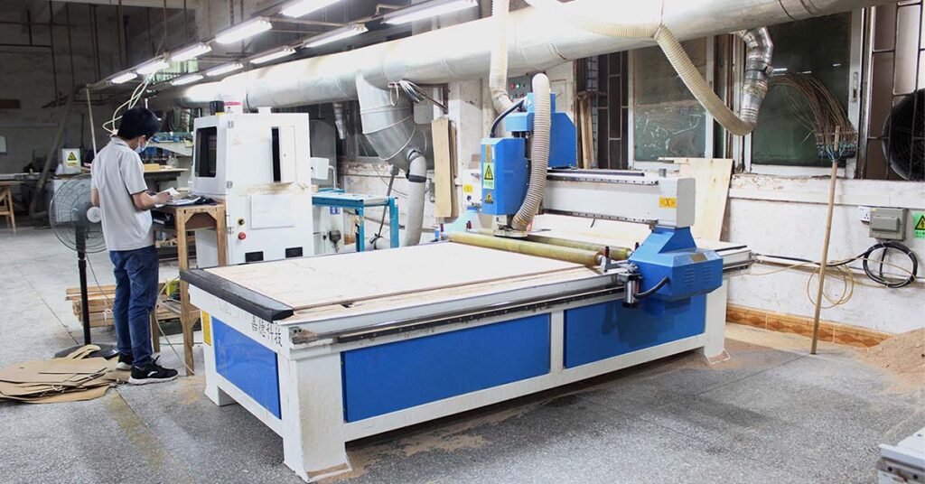 Electric recliner factory tour - CNC wood frame cutting with 0.5mm precision