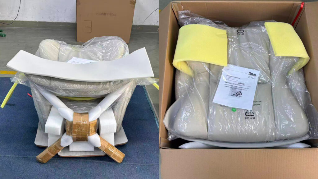 Electric recliner shipping guide - 5-layer cardboard box with foam padding for sea freight protection