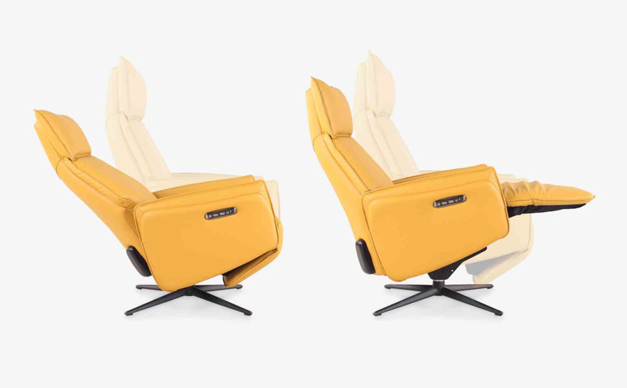 Diagram showing adjustable lumbar support on an ergonomic recliner for back pain relief