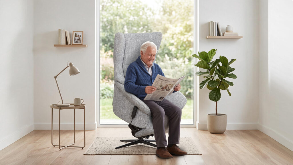 elderly person using lift chair to stand up safely