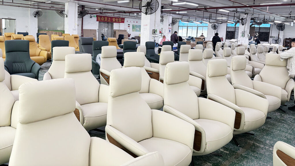 Source factory warehouse with bulk La-Z-Boy alternative recliners ready to ship