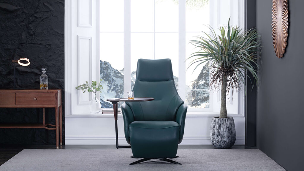 High-back recliner for back pain in modern living room